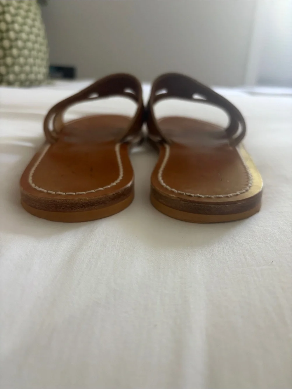K.Jacques Cognac Leather Double-Strap Menandre Slide Sandals